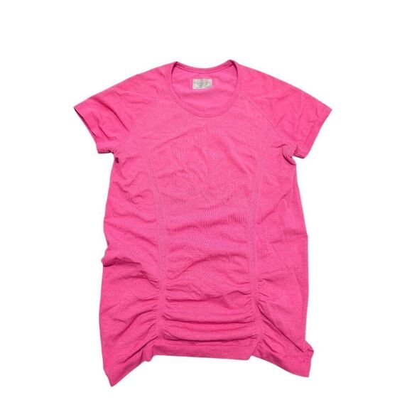 Athleta Fastest Track Tee T-shirt Ruched Athletic Workout Pink Heather Women’s S - Picture 1 of 5